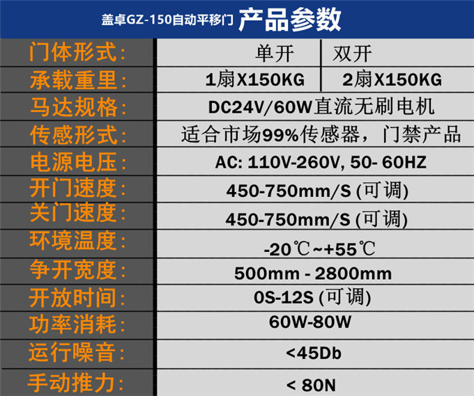 盖卓感应门机组自动平移门电动玻璃门自动门GZ-150